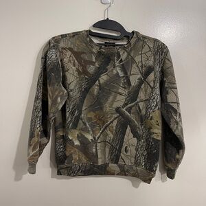 Vintage Camo Sweatshirt Boys Medium Size 8 Crewneck Sweater Real Tree Hardwoods